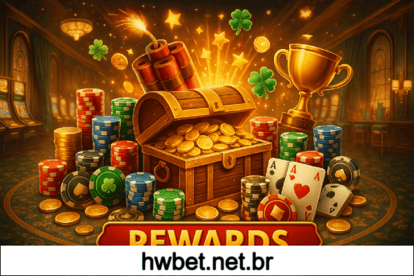 Ofertas e recompensas da HWBET em catálogo visual.