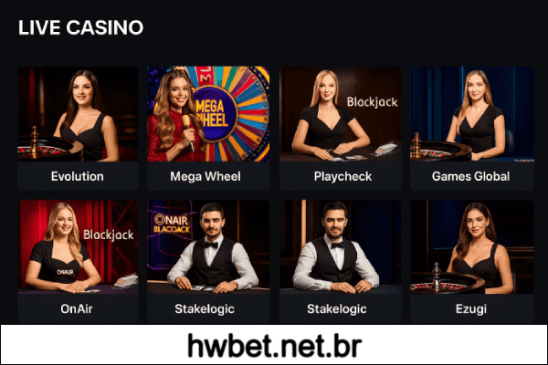 HWBET com 50+ mesas de cassino ao vivo em HD 4K.